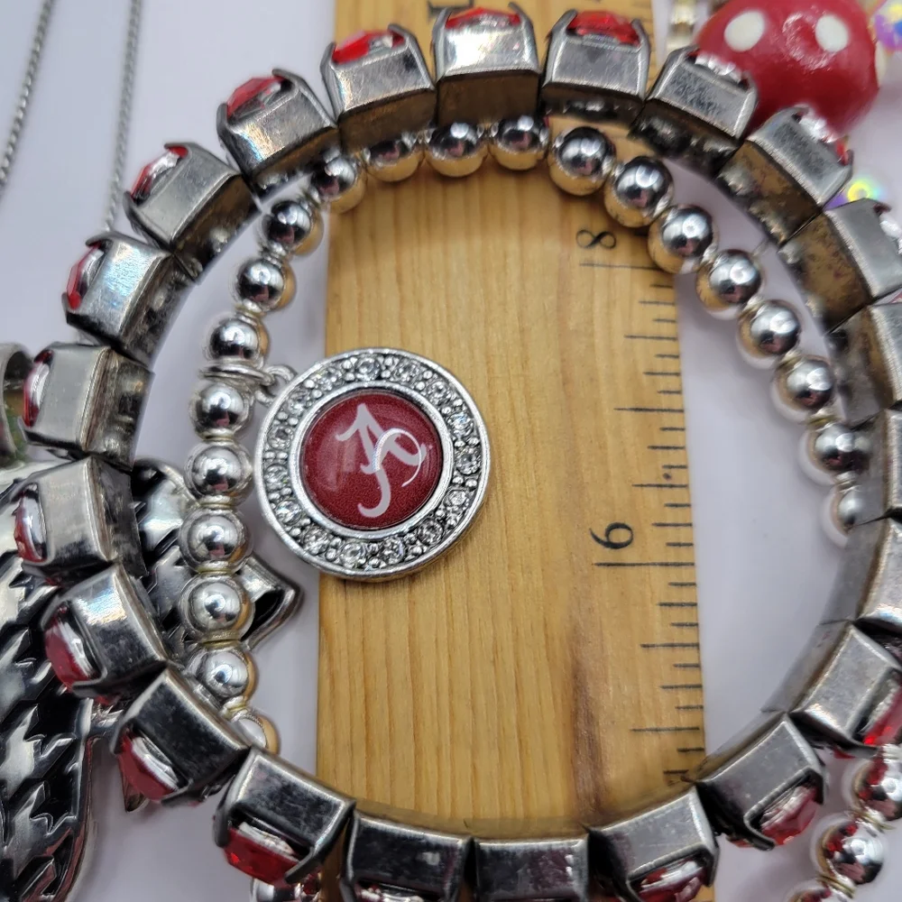 Alabama University Roll Tide Houndstooth Red White Black Silver Jewelry Lot - Picture 4 of 16